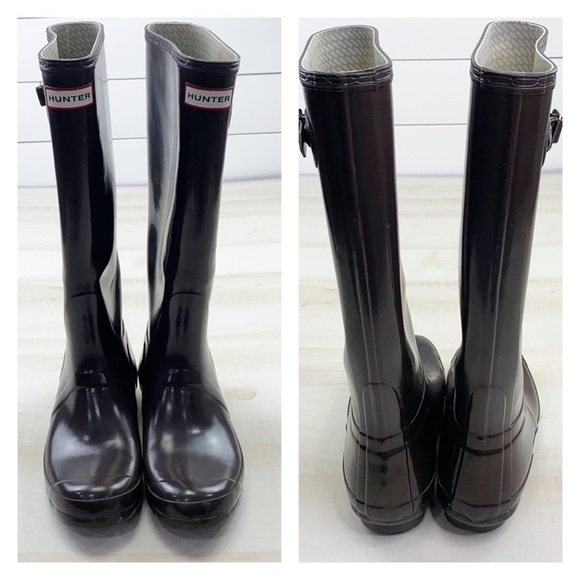 HUNTER ORIGINAL GLOSS TALL BOOT in Seep - Picture 8 of 13